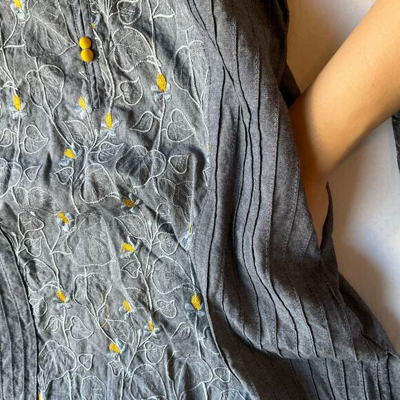 Sapphire Women Long Sleeve Denim Embroidered Knee Length Slit Dress size S, Blue - Picture 9 of 11